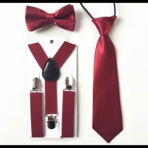 3 piece boy’s pre-tied bow/tie and suspenders.